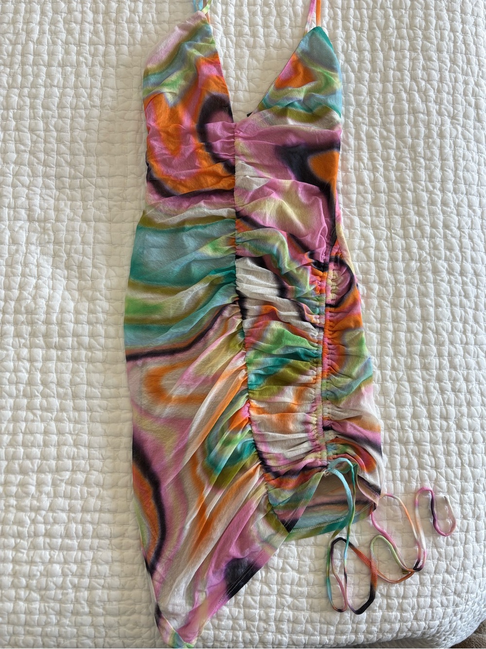 H:ours Mini Dress in Multi Solarized Wave size xxs new